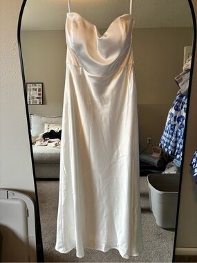 Park & Fifth Ivory Satin Midi Dress